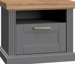 OTTO home Nachtkonsole »Tara, im klassischen Landhausstil, FSC-zertifiziert« 1 offenes Fach und 1 Schublade mit Metallgriff, Soft-Close-Funktion,lackiert mit wasserbasiertem UV-Lack, 62x43x52cm (BxHxT)