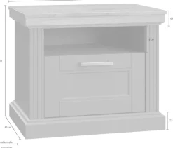 OTTO home Nachtkonsole »Tara, im klassischen Landhausstil, FSC-zertifiziert« 1 offenes Fach und 1 Schublade mit Metallgriff, Soft-Close-Funktion,lackiert mit wasserbasiertem UV-Lack, 62x43x52cm (BxHxT)