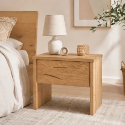 OTTO home Nachtkonsole »Ultima Balkenbett Doppelbett, Füße mit Kufenform« Massivholz, Skandinavisches Design, Robust, stabil, FSC zertifiziert
