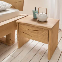 OTTO home Nachtkonsole »Ultima Balkenbett Doppelbett, Füße mit Kufenform« Massivholz, Skandinavisches Design, Robust, stabil, FSC zertifiziert