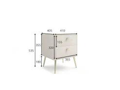 OTTO home Nachtschrank »MOIVREE Polster-Nachtkommode wahlweise mit 2 Schubladen oder Fächer« Nako auf goldenen Beinen, Maße B/T/H: 41/40,5/53,5cm, passend zum Bett