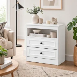 OTTO home Nachttisch »Arrian, 2er-Set, Landhausstil, 2 Schubladen & Ablagefach, weiß« Set, 2 Stk. tlg.
