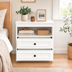 OTTO home Nachttisch »Arrian, 2er-Set, Landhausstil, 2 Schubladen & Ablagefach, weiß« Set, 2 Stk. tlg.