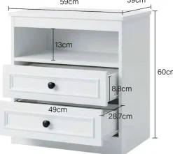 OTTO home Nachttisch »Arrian, 2er-Set, Landhausstil, 2 Schubladen & Ablagefach, weiß« Set, 2 Stk. tlg.