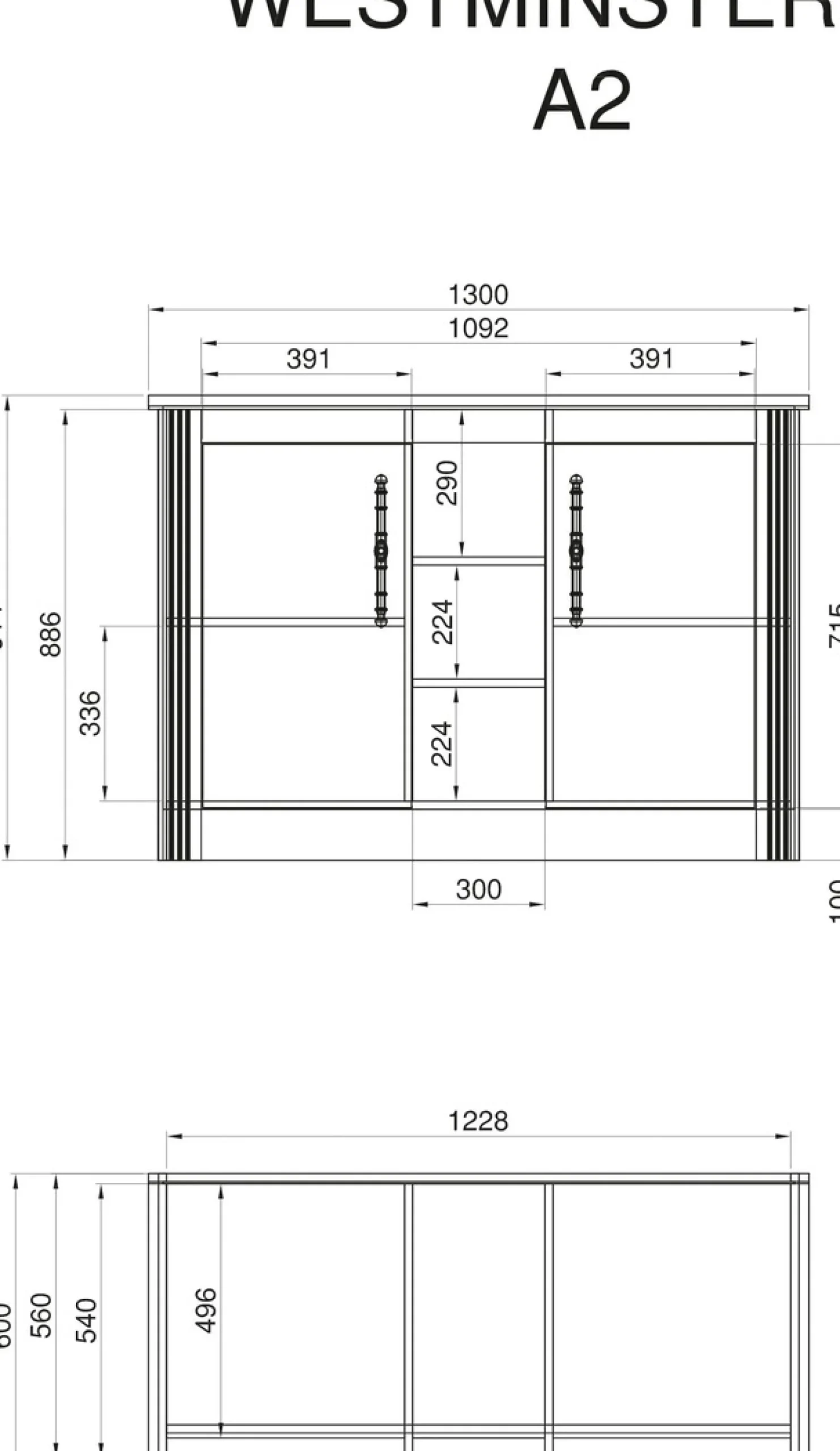OTTO home Pantryküche »KS-Westminster« Breite 130 cm, ohne E-Geräte
