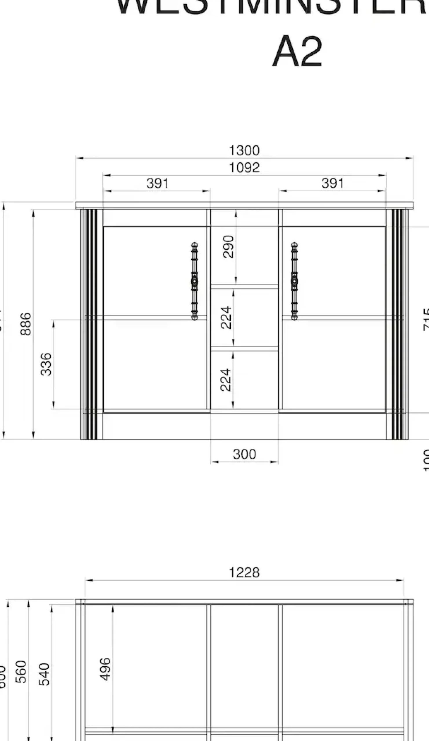 OTTO home Pantryküche »KS-Westminster« Breite 130 cm, ohne E-Geräte