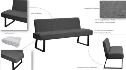 OTTO home Polsterbank »Gladio,« Esszimmerbank, Sitzbank, Bank,mit Taschenfederkern, schwarzes Metallgestell, Breite 148 cm