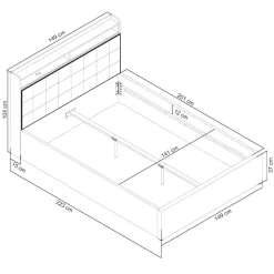 OTTO home Polsterbett »Hamar, beleuchtetes Regal, USB/ USB-C, bis 250 KG belastbar« LED-Licht und USB und USB-C Ladegerät im Kopfteil, Knopfsteppung