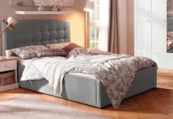 OTTO home Polsterbett »Hamar, Knopfsteppung im Kopfteil, bis 250 KG belastbar« 3 Breiten: 100cm/ 140cm/ 180cm,in verschiedenen Größen und Stoffen und Farben
