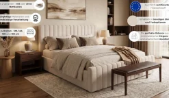 OTTO home Polsterbett »MOIVRE, vertikale Steppung in Rillenoptik, wahlweise mit Bettkasten« Stauraumbett, gepolstertes Kopfteil, ohne Matratze, modernes Design