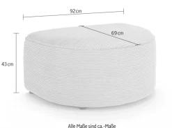 OTTO home Polsterhocker »ADELLA passed zur Serie, Maße B/T/H: 92/69/43 cm« Hocker mit Wellenunterfederung, runde Form, auch in Cord