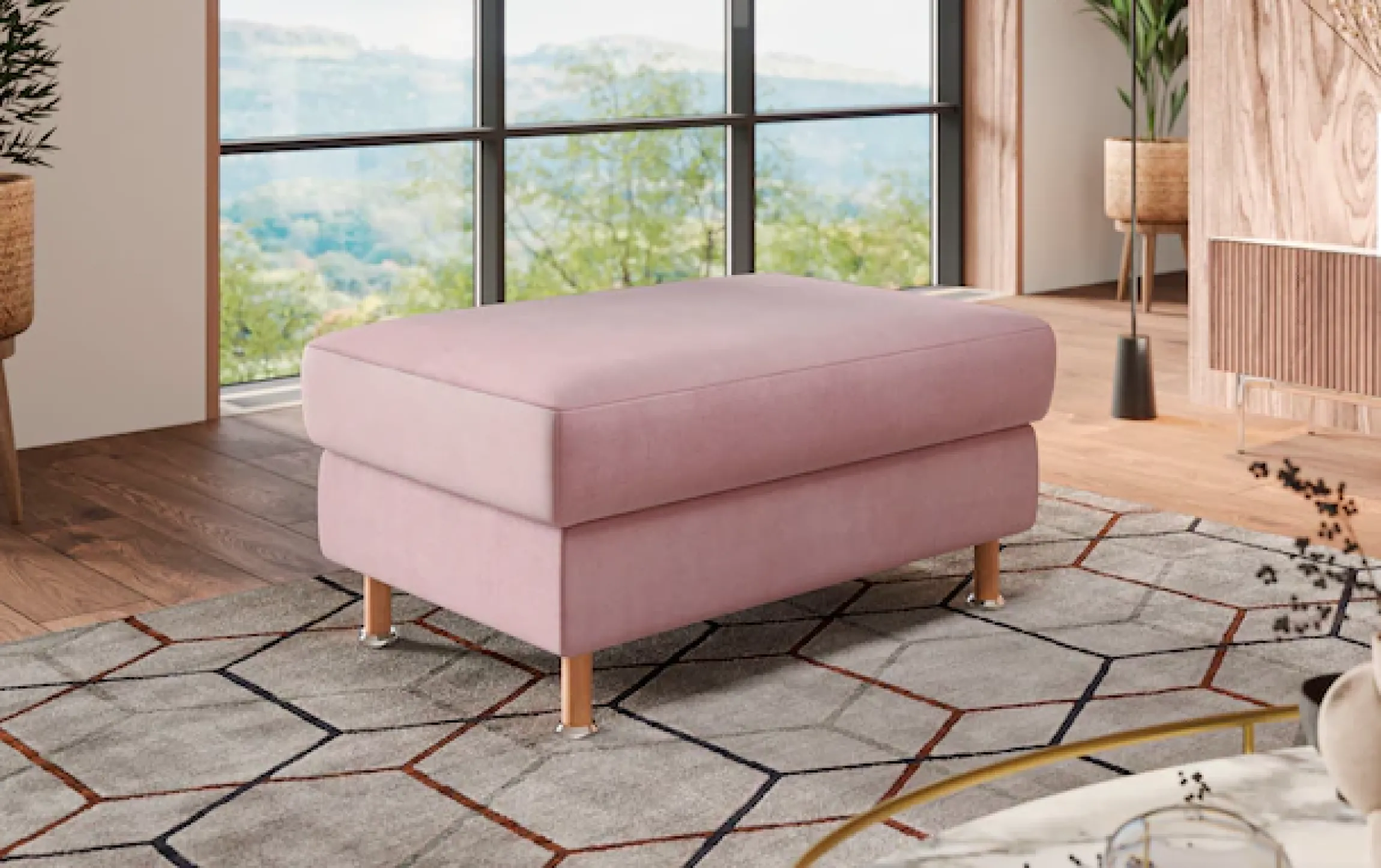OTTO home Polsterhocker »Calypso« Holzfuesse mit Metallteller