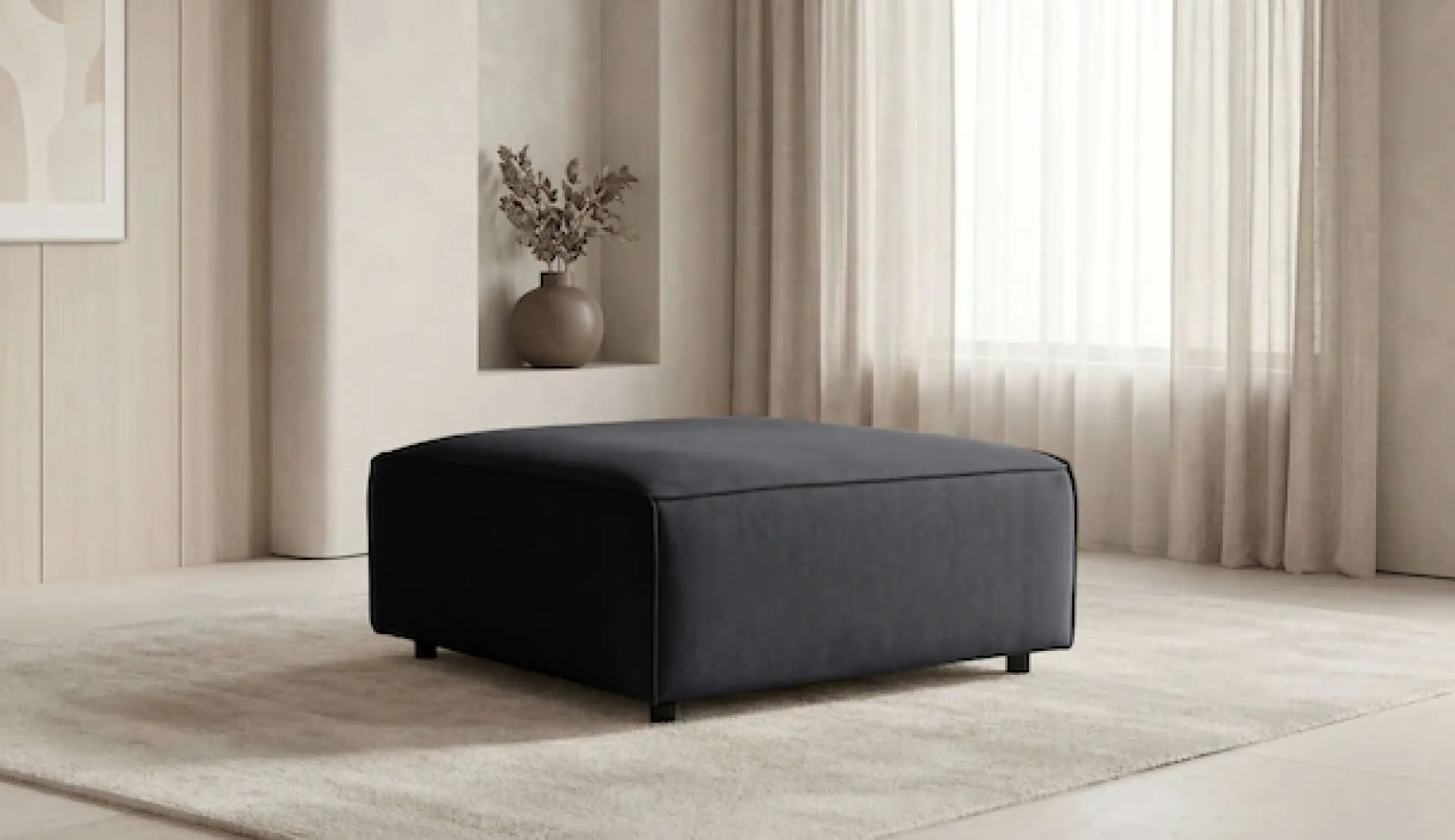 OTTO home Polsterhocker »Jorrena, extra weicher Chenille-Stoff« Praktische Ergänzung, 105x105 cm, mit Wellenunterfederung