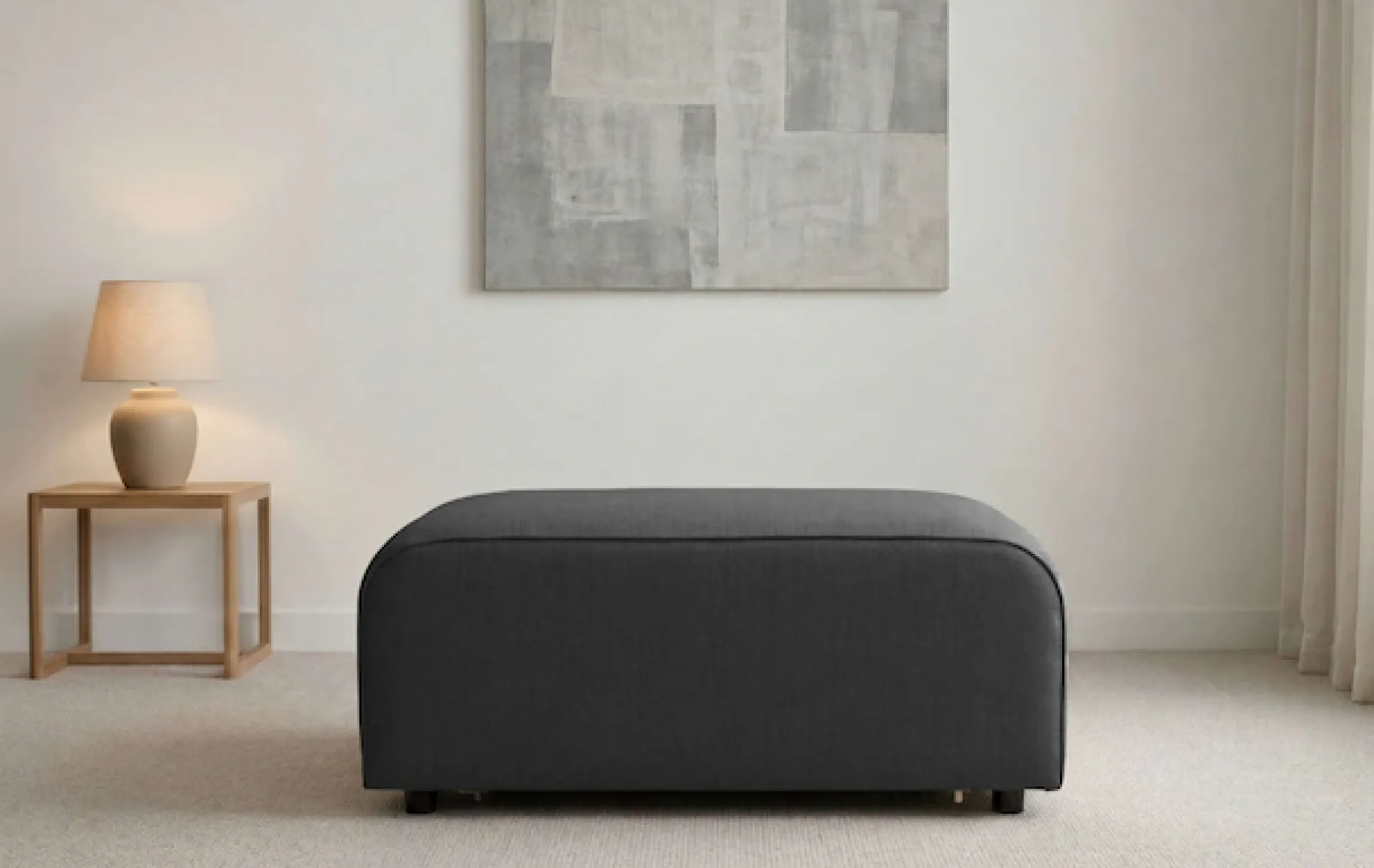 OTTO home Polsterhocker »Naddine« 60x96 cm, Strukturstoff mit Mélange-Effekt, mit Wellenunterfederung