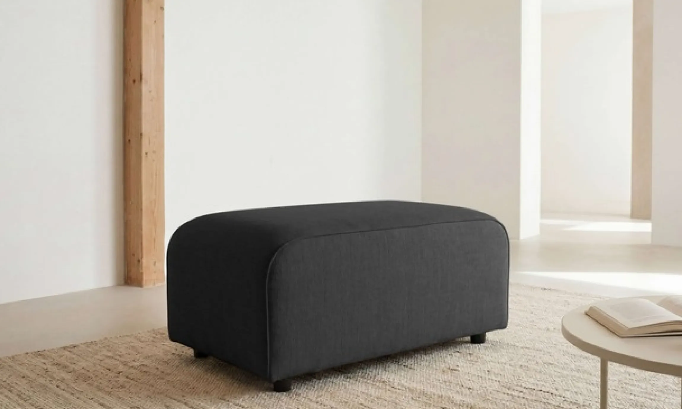 OTTO home Polsterhocker »Naddine« 60x96 cm, Strukturstoff mit Mélange-Effekt, mit Wellenunterfederung