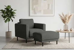 OTTO home Polsterhocker »Sveeva, 73x57 cm, schwarze Metallfüße« langlebiger Webstoff, viele Farben zur Auswahl