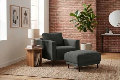 OTTO home Polsterhocker »Sveeva, 73x57 cm, schwarze Metallfüße« langlebiger Webstoff, viele Farben zur Auswahl