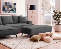 OTTO home Polsterhocker »TVINNU Cord« zur Serie TVINNU, gemütlicher Sitzkomfort, rechteckig, schwarze Füße