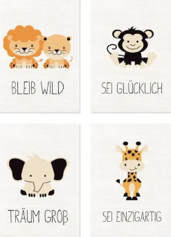 OTTO home Poster »Tiere« Tiere Set, 4 Teile, 4 Stk. tlg. Bilder Set, 4tlg. je 21 x 29,7 cm, ohne Rahmen