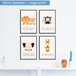 OTTO home Poster »Tiere« Tiere Set, 4 Teile, 4 Stk. tlg. Bilder Set, 4tlg. je 21 x 29,7 cm, ohne Rahmen