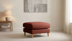 OTTO home Pouf »Finnian« Polsterhocker 70x70 cm, Chenille, Massivholzfüße