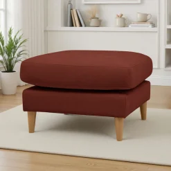 OTTO home Pouf »Finnian« Polsterhocker 70x70 cm, Chenille, Massivholzfüße