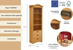OTTO home Regal »Konrad« aus Massivholz, für Kinderzimmer, mit Metallgriffen, Made in Europa