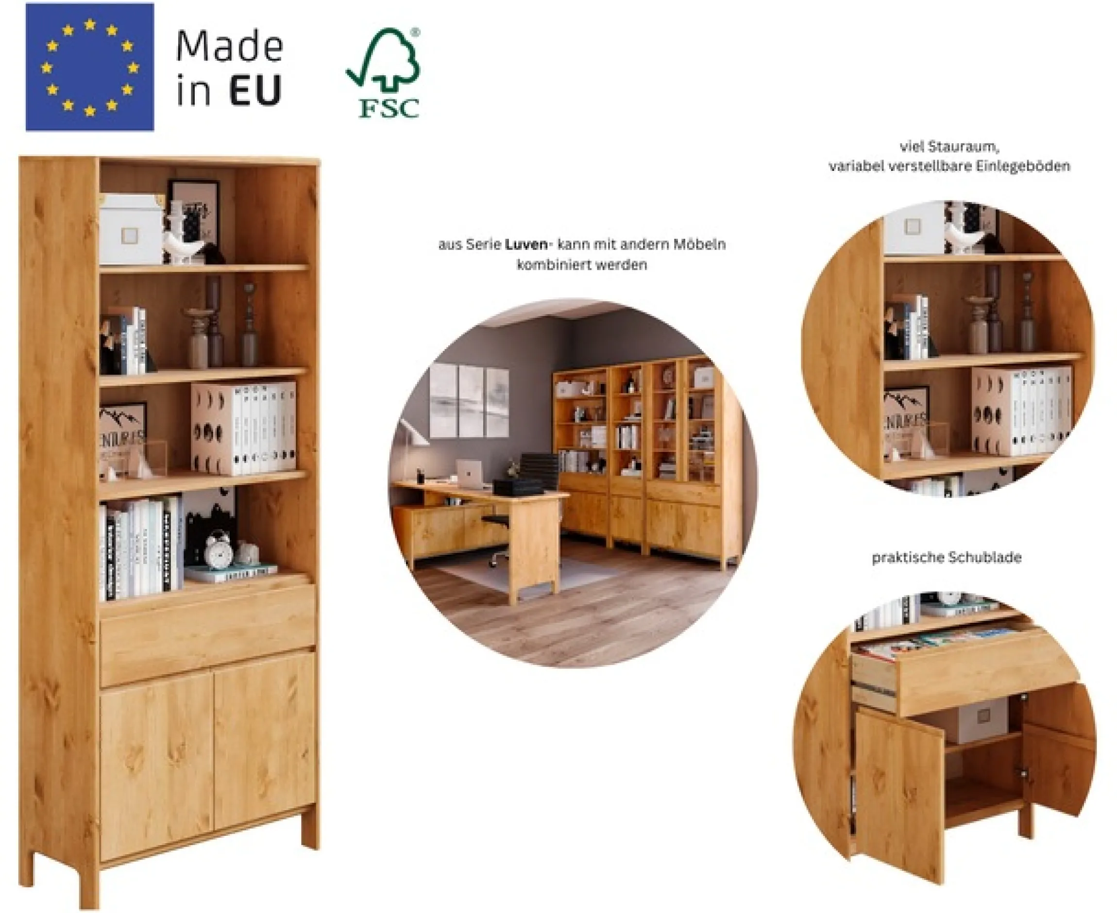 OTTO home Regal »Luven« Breite 82 cm, Massivholz