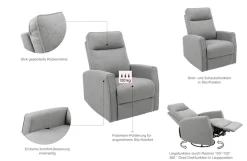 OTTO home Relaxsessel »KAYLI mit Schaukel-, Dreh und Liegefunktion, Webstoff, Federkern« Lesesessel, TV-Sessel mit Reclinerfunktion, 360° drehbar