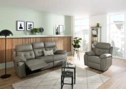 OTTO home Relaxsessel »Lannilis mit Liegefunktion, Fernsehsessel« mit manueller und elektrischer Relaxfunktion, hellgrau