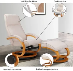 OTTO home Relaxsessel »mit Hocker PARIS Webstoff - OTTO. Verlässliche Qualität.« bestehend aus Sessel und Hocker, 2 Stk. tlg. Relaxfunktion, Dreh- und Kippfunktion, Unser Dauertiefpreis