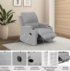 OTTO home Relaxsessel »NAPORI Microfaser, Kinosessel, Multimedia-Sessel« TV-Sessel mit manueller u elektrischer Relaxfunktion u. Getränkehalter