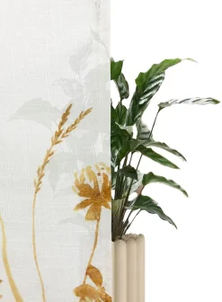 OTTO home Scheibengardine »Rikkert« Stangendurchzug 1 Stk. tlg. Lichtschutz, Leinen-Optik mit Naturmotiv, verschiedene Größen