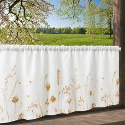 OTTO home Scheibengardine »Rikkert« Stangendurchzug 1 Stk. tlg. Lichtschutz, Leinen-Optik mit Naturmotiv, verschiedene Größen