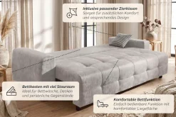 OTTO home Schlafsofa »Bella B: 241 cm, Liegefl. 142x194 cm mit Bettkasten & Zierkissen« Schlafcouch mit Gästebett, 2 Zierkissen inklusive, frei stellbar