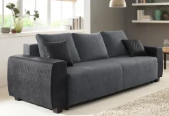 OTTO home Schlafsofa »Bella, B: 241 cm, Liegefl. 142x194 cm« Schlaffunktion, Bettkasten & 2 Zierkissen, Federkern