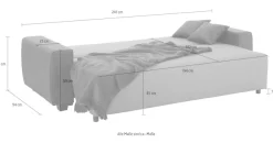 OTTO home Schlafsofa »Bella, B: 241 cm, Liegefl. 142x194 cm« Schlaffunktion, Bettkasten & 2 Zierkissen, Federkern