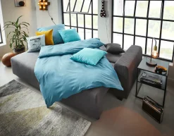 OTTO home Schlafsofa »Bella, B: 241 cm, Liegefl. 142x194 cm« Schlaffunktion, Bettkasten & 2 Zierkissen, Federkern