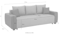 OTTO home Schlafsofa »Bella, B: 241 cm, Liegefl. 142x194 cm« Schlaffunktion, Bettkasten & 2 Zierkissen, Federkern
