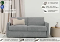 OTTO home Schlafsofa »Bergamons« 2-Sitzer, mit Dauerschlaffunktion, inkl. Federkernmatratze, Lattenrost