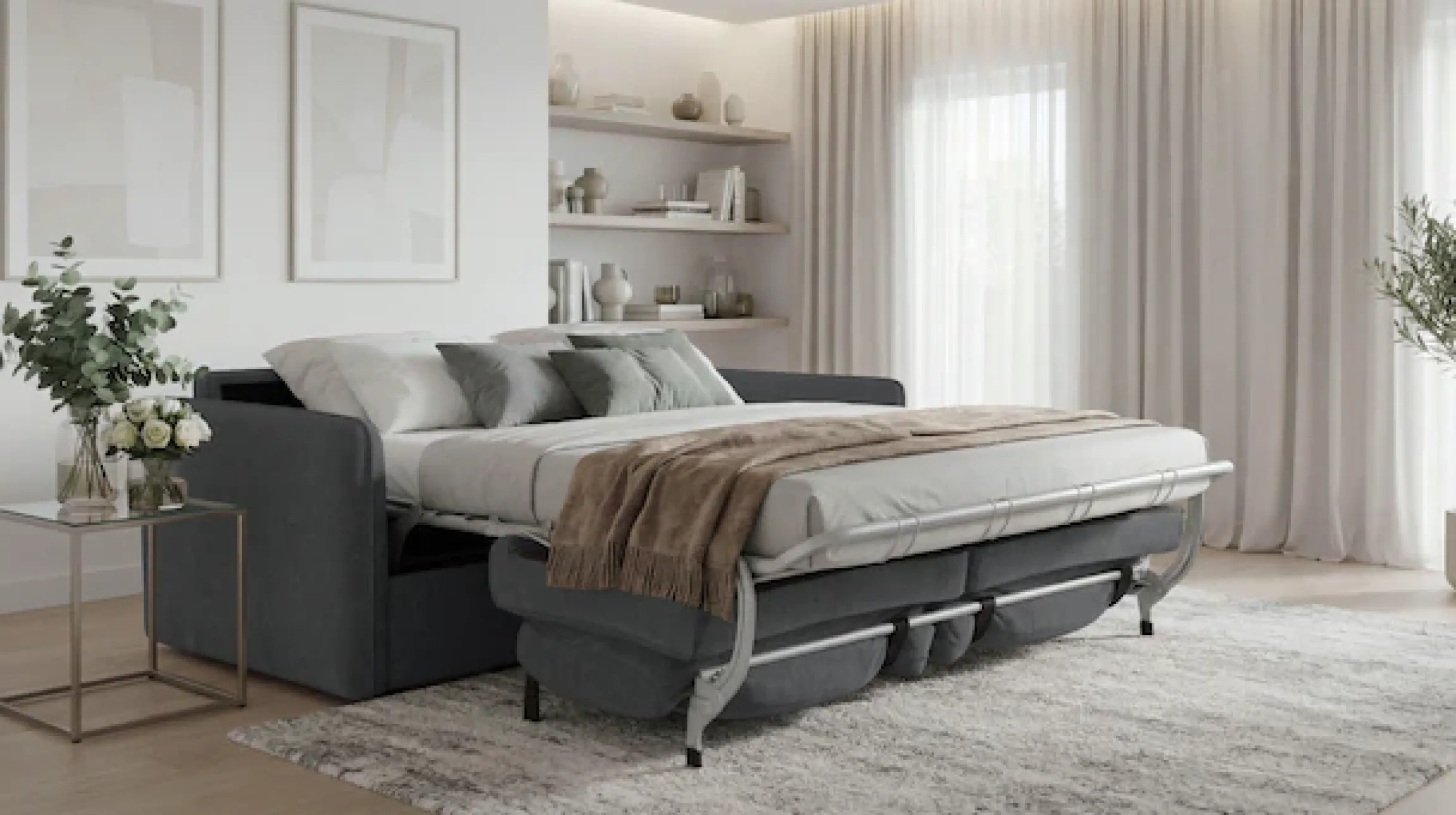 OTTO home Schlafsofa »Bergamons« 2-Sitzer, mit Dauerschlaffunktion, inkl. Federkernmatratze, Lattenrost