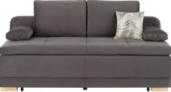 OTTO home Schlafsofa »Berlin, B: 202 cm, Liegefl. 158x200 cm, Boxspring-Dauerschlafsofa« Schlaffunktion, Bettkasten & 2 Zierkissen, Gästebett