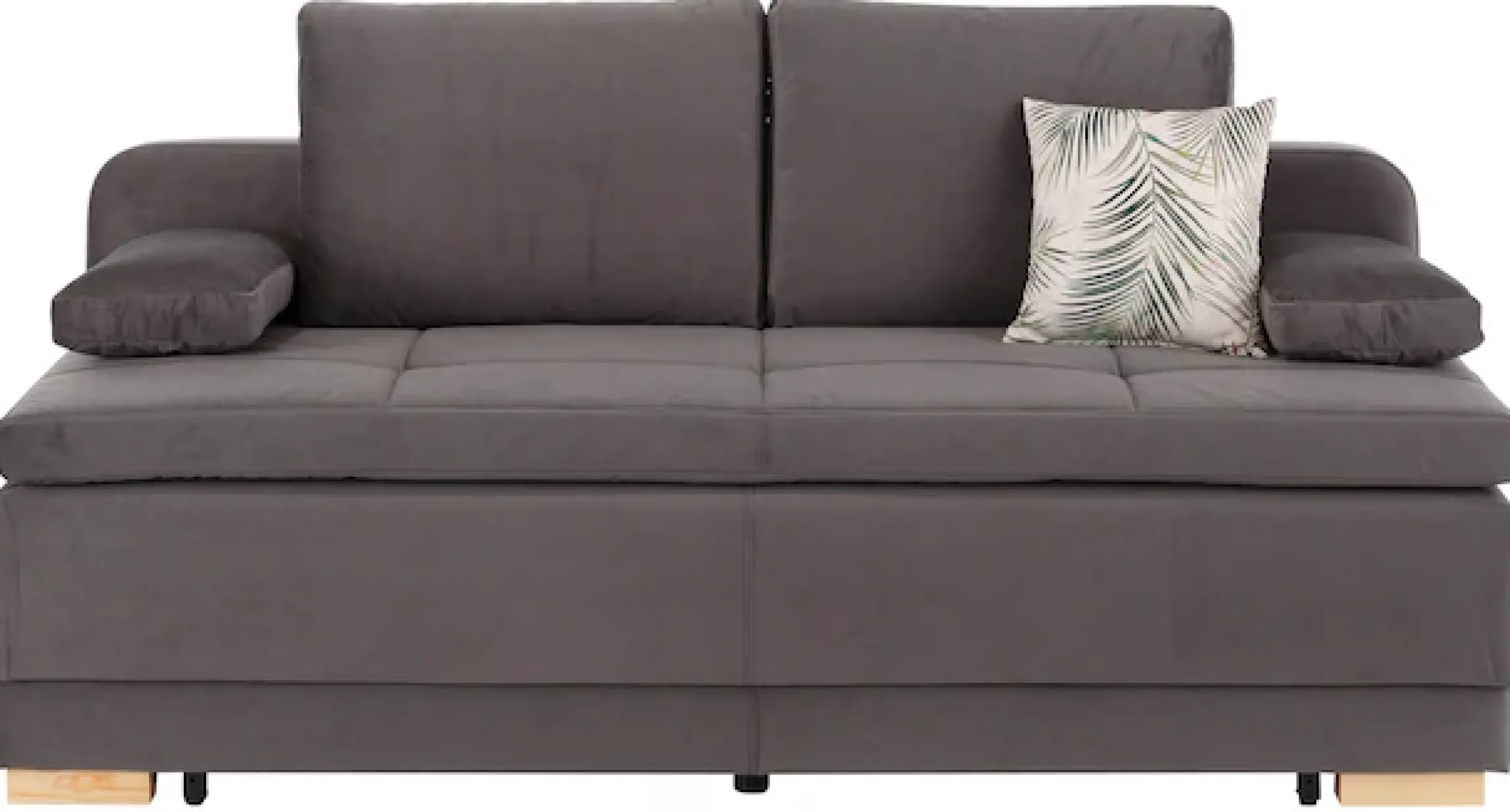 OTTO home Schlafsofa »Berlin, B: 202 cm, Liegefl. 158x200 cm, Boxspring-Dauerschlafsofa« Schlaffunktion, Bettkasten & 2 Zierkissen, Gästebett