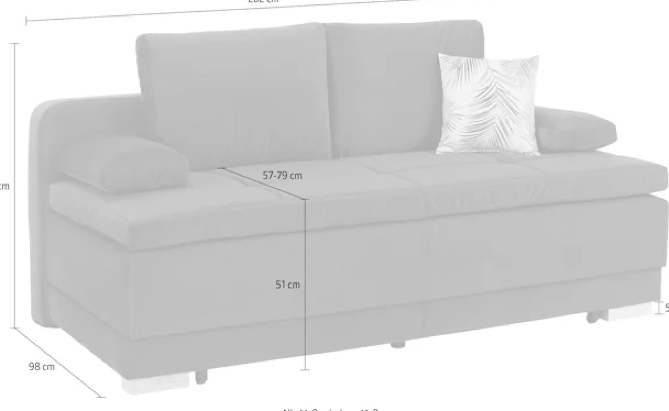 OTTO home Schlafsofa »Berlin, B: 202 cm, Liegefl. 158x200 cm, Boxspring-Dauerschlafsofa« Schlaffunktion, Bettkasten & 2 Zierkissen, Gästebett