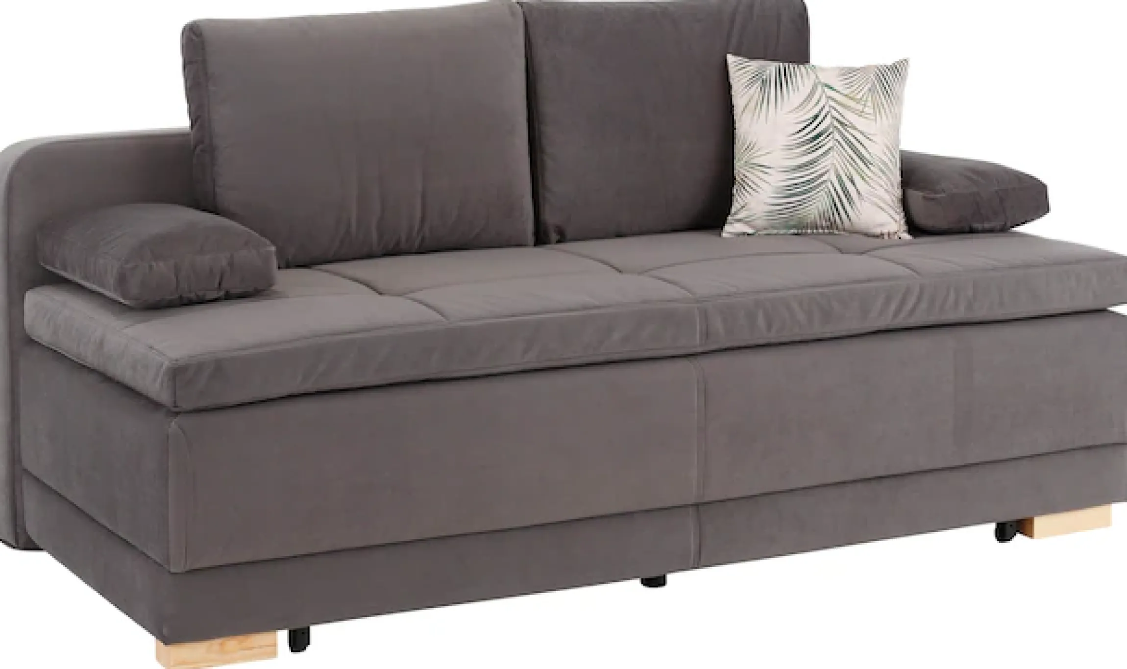 OTTO home Schlafsofa »Berlin, B: 202 cm, Liegefl. 158x200 cm, Boxspring-Dauerschlafsofa« Schlaffunktion, Bettkasten & 2 Zierkissen, Gästebett