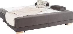 OTTO home Schlafsofa »Berlin, B: 202 cm, Liegefl. 158x200 cm, Boxspring-Dauerschlafsofa« Schlaffunktion, Bettkasten & 2 Zierkissen, Gästebett