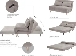 OTTO home Schlafsofa »FANNSEY 140 cm -2-Sitzer, verstellbare Rückenlehne« Verstellbare Rückenlehne und Sofa mit Bettfunktion