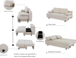 OTTO home Schlafsofa »ONNIKO, Breite: 192 cm, Liegefläche 121x192 cm, Feinstruktur-Bezug« mit Bettfunktion & Bettkasten
