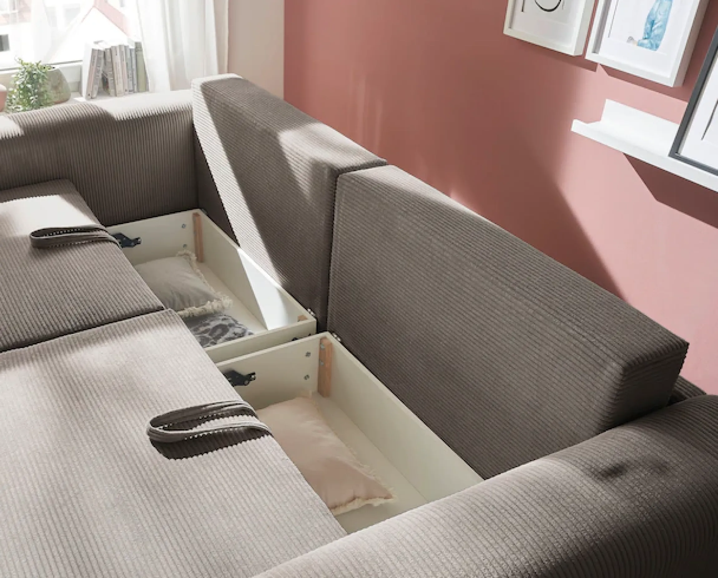 OTTO home Schlafsofa »PHEELIX Cord, mit 3 Funktionen« Elemente einzeln oder gleichzeitig ausziehbar, bequemer Sitzkomfort