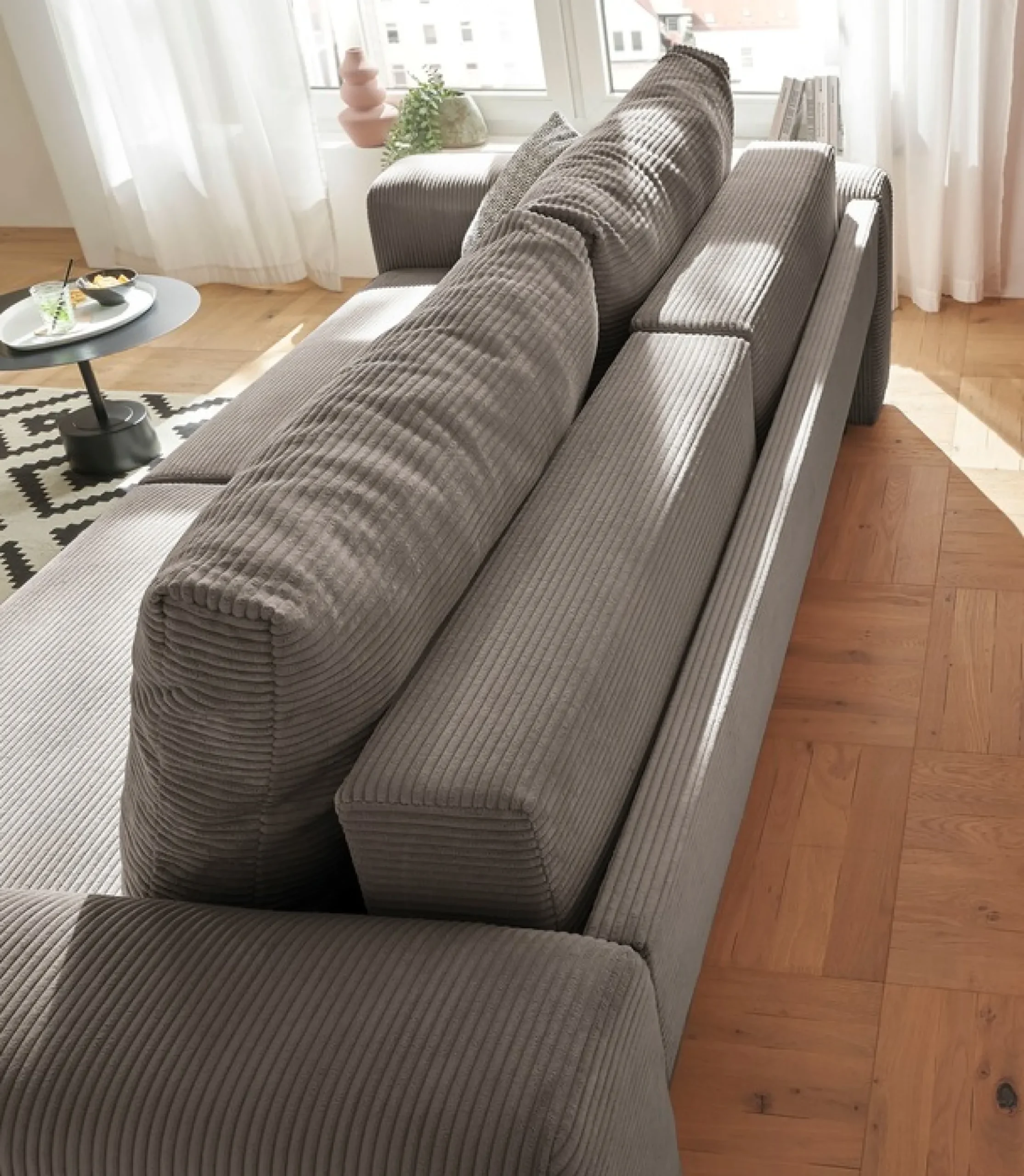 OTTO home Schlafsofa »PHEELIX Cord, mit 3 Funktionen« Elemente einzeln oder gleichzeitig ausziehbar, bequemer Sitzkomfort